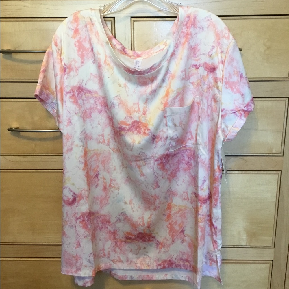Stars Above Multicolor Blouse XXL New short sleeve lightweight cool one pocket